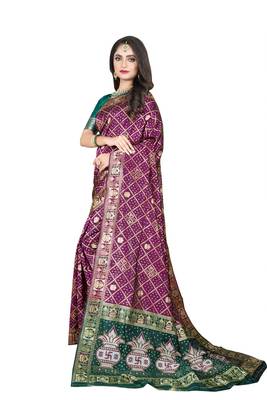 PURPLE BEAUTIFUL BANDHNI PATOLA SAREE  3