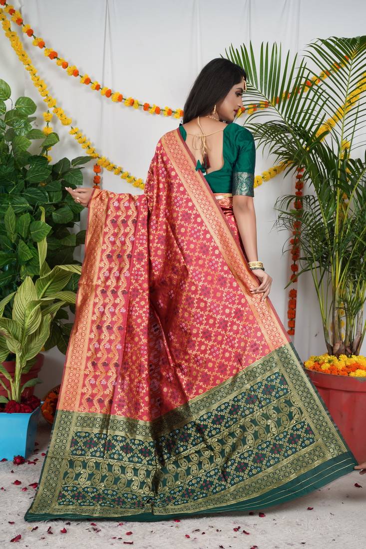 RED BANDHANI PATOLA BEAUTIFUL SAREE 