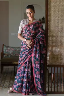 Suta Multi Pure Cotton Floral Printed Saree Without Blouse
