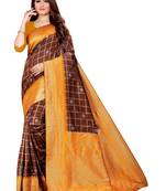 COFFEE Zari Woven Kanjivaram Saree With Blouse