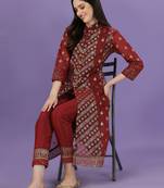 women's Foil Printed Knee Length Kurta And Pant Set (MAK62FOIL) 