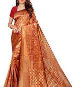 MAROON Zari Woven Kanjivaram Saree With Blouse