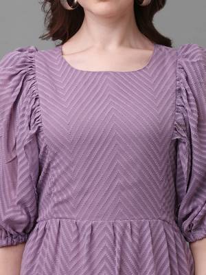 Women's Dobby Pattern Georgette Knee Length Flared Top (MAT3DOBBY) 5