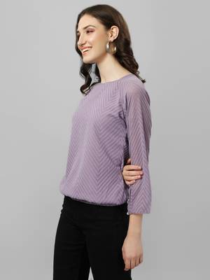 Women's Dobby Pattern Georgette A-Line Flared Hip Length Top (MAT3DOBBY) 3