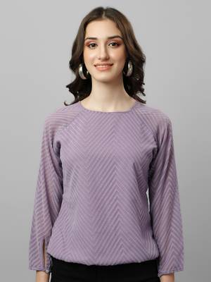 Women's Dobby Pattern Georgette A-Line Flared Hip Length Top (MAT3DOBBY) 5