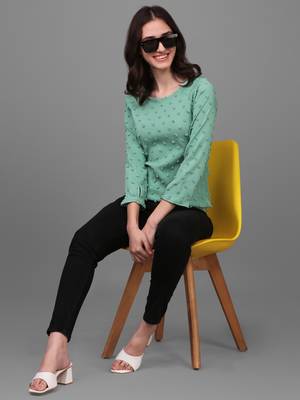 Women's Georgette Butti Hip Length Full Sleeves Top (MAT7BUTTI) 1