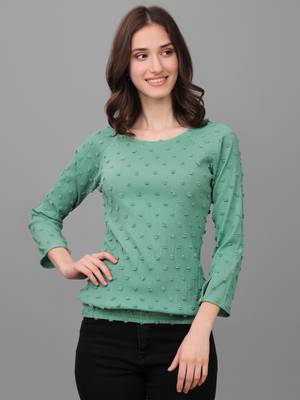 Women's Georgette Butti Hip Length Full Sleeves Top (MAT7BUTTI) 4