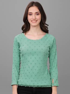 Women's Georgette Butti Hip Length Full Sleeves Top (MAT7BUTTI) 5