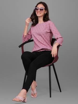 Women's Georgette Butti Hip Length Full Sleeves Top (MAT7BUTTI) 1