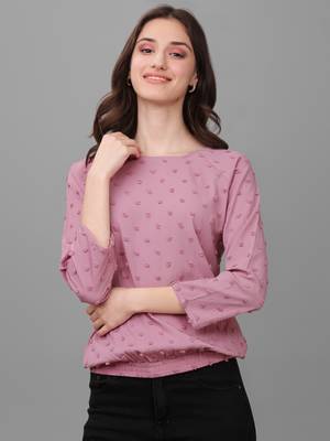Women's Georgette Butti Hip Length Full Sleeves Top (MAT7BUTTI) 4
