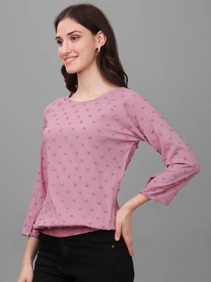 Women's Georgette Butti Hip Length Full Sleeves Top (MAT7BUTTI) 5