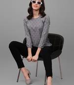 Women's Georgette Butti Hip Length Full Sleeves Top (MAT7BUTTI)