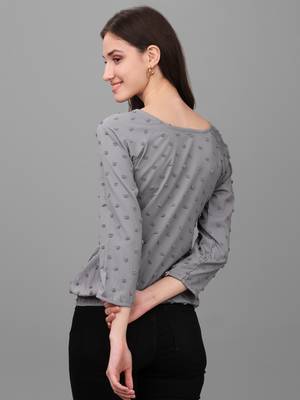 Women's Georgette Butti Hip Length Full Sleeves Top (MAT7BUTTI) 2