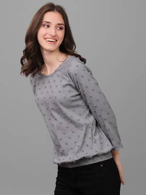Women's Georgette Butti Hip Length Full Sleeves Top (MAT7BUTTI) 3