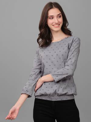Women's Georgette Butti Hip Length Full Sleeves Top (MAT7BUTTI) 5