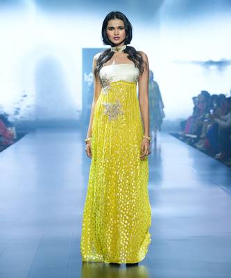 Bright Yellow Strapless Gown 1