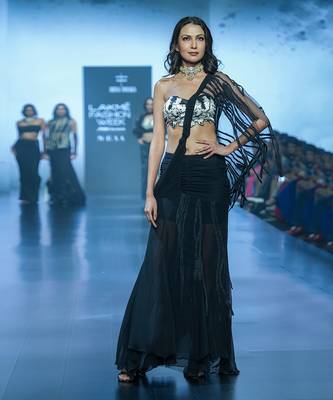 Black Draped Saree 1