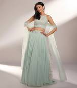 Aster Light Aqua Georgette & Organza Lehenga Set
