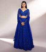 Brienne Royal Blue Net Lehenga Set