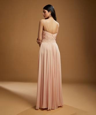 Delphine Light Peach Georgette Gown 3