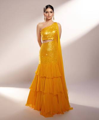 Dakota Yellow Net & Georgette Gown 1