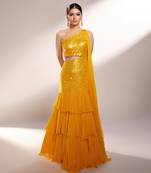 Dakota Yellow Net & Georgette Gown