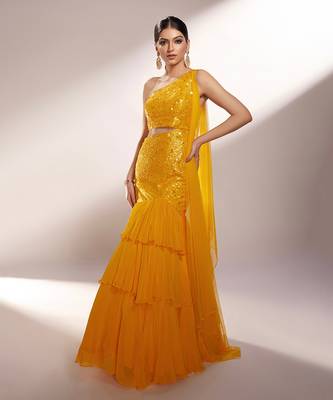 Dakota Yellow Net & Georgette Gown 2