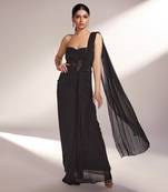 Lynn Black Net & Georgette Saree Gown