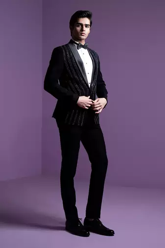 Black Lunar Braid Tuxedo Set