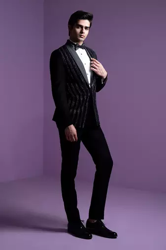 Black Lunar Braid Tuxedo Set