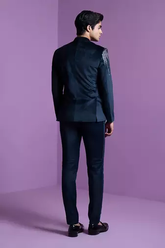 Navy Astral Prism Bandhgala Set