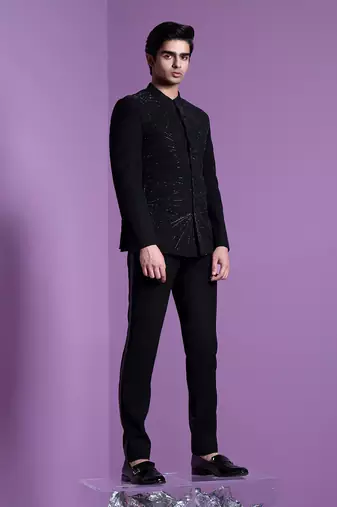 Black Dazzle Shadow Bandhgala Set