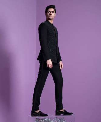 Black Dazzle Shadow Bandhgala Set 3