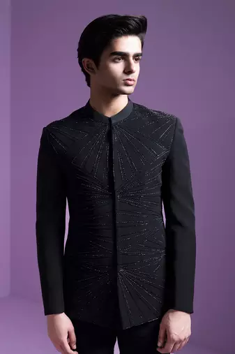 Black Dazzle Shadow Bandhgala Set