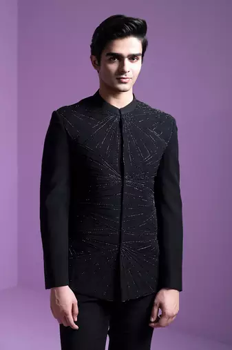 Black Dazzle Shadow Bandhgala Set