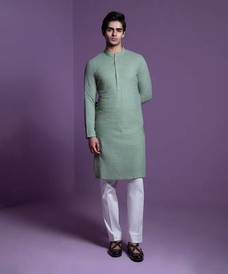 Sage Green Brush Kurta set 2