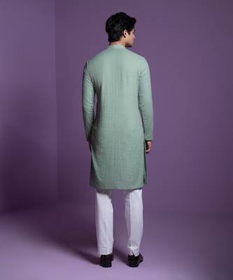 Sage Green Brush Kurta set 3