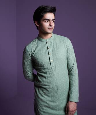 Sage Green Brush Kurta set 5