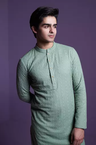 Sage Green Brush Kurta set