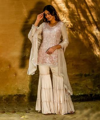 Faiza Beige Gharara Set 1