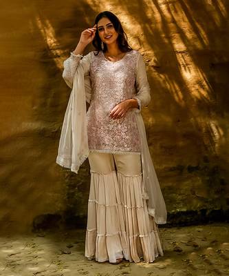 Faiza Beige Gharara Set 2