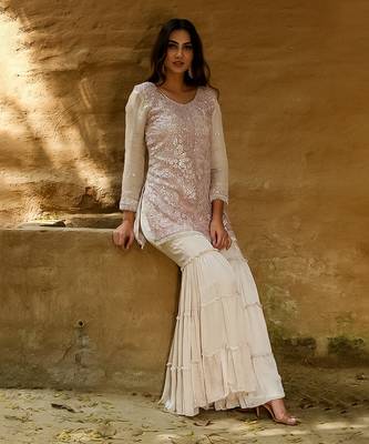 Faiza Beige Gharara Set 4