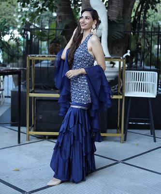 Tahira Blue layered sharara Set 1