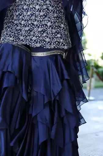 Tahira Blue layered sharara Set