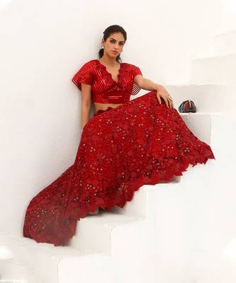 Bela Scarlet Red Lehenga Set 1