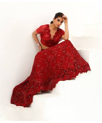 Bela Scarlet Red Lehenga Set 2