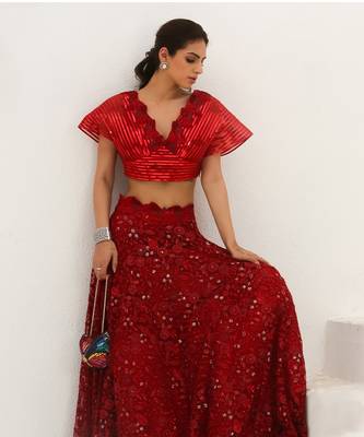 Bela Scarlet Red Lehenga Set 3