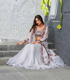 Alia Lavender Embellished  Cape and Skirt Set