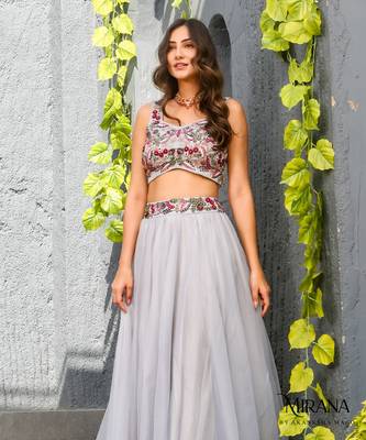 Alia Lavender Embellished  Cape and Skirt Set 3