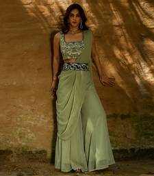Alina Green Drape Sharara Set